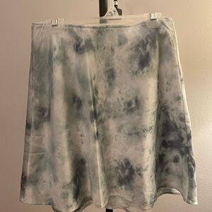Abercrombie & Fitch Tie-Dye Satin Skater Skirt in Blue and White